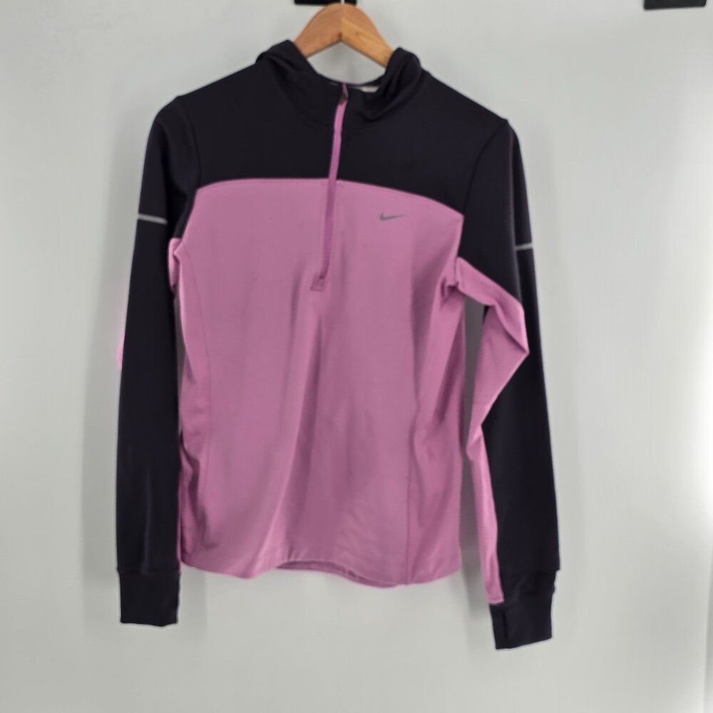 Nike Dri-Fit Running Pullover Womens Medium Purple Pink 1/4 Zip Jacket